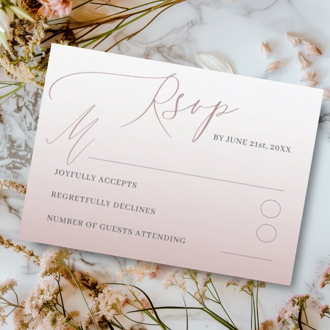 Elegant Rosa Guld Gradient RSVP C Bröllop OSA Kort (Skapare uppladdad)