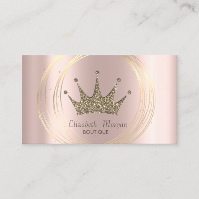Elegant Rosa Guld, Guld Cirklar Glitter Tiara Visitkort (Framsida)