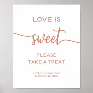 Elegant rosa guld kärlek är sött ta en godsak skyl poster
