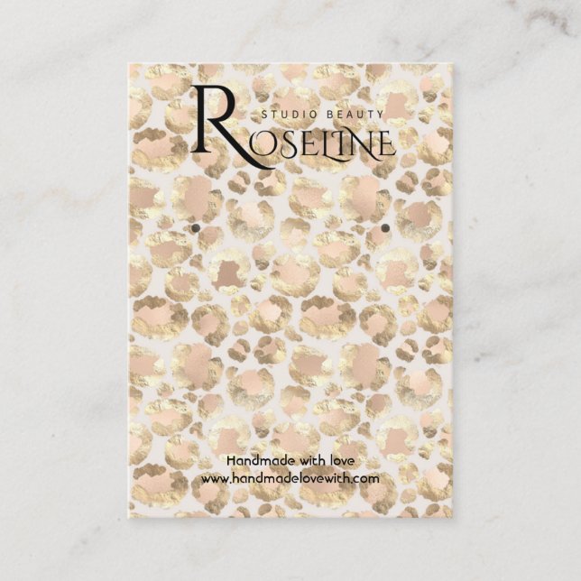 Elegant Rosa Guld Leopard Print Visning Card Visitkort (Framsida)