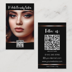 Elegant Rosa Guld Logotyp Foto QR-kod Mall Visitkort