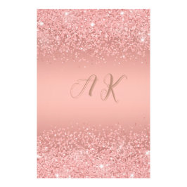 Elegant Rosa Guld Lyx Glans Monogram Fototryck