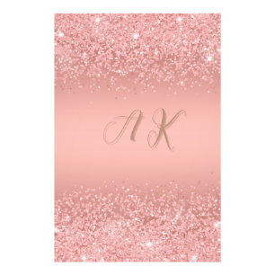 Elegant Rosa Guld Lyx Glans Monogram Fototryck