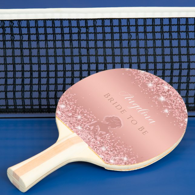 Elegant Rosa Guld Lyx Glimmer Bröllopsdusch Pingisracket (Insitu)