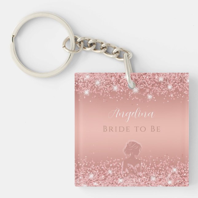 Elegant Rosa Guld Lyx Glitter Bröllopsdusch  (Framsidan)