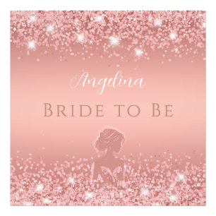 Elegant Rosa Guld Lyx Glitter Bröllopsfest Fototryck