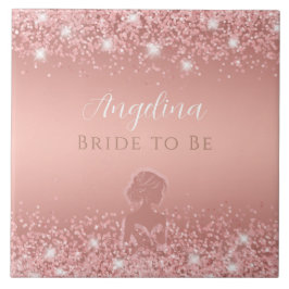 Elegant Rosa Guld Lyx Glitter Bröllopsfest Kakelplatta