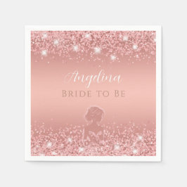 Elegant Rosa Guld Lyx Glitter Bröllopsfest Pappersservett