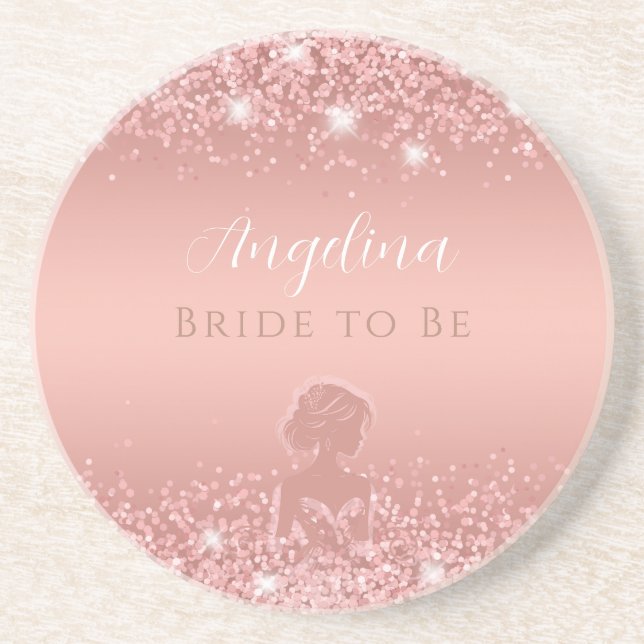 Elegant Rosa Guld Lyx Glitter Bröllopsfest Underlägg (Framsidan)