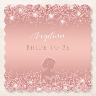 Elegant Rosa Guld Lyx Glitter Bröllopsfest Underlägg Papper