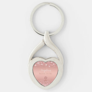 Elegant Rosa Guld Lyx Shimmer Bröllopsdusch Twisted Heart Silverfärgad Nyckelring
