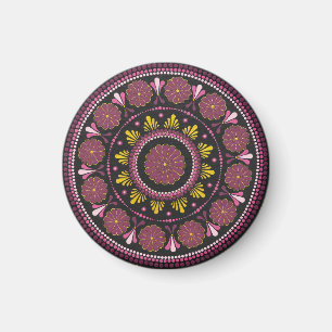 Elegant Rosa Guld Mandala, Boho Zen Dot Art Flower Magnet