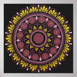 Elegant Rosa Guld Mandala, Boho Zen Dot Art Flower Poster