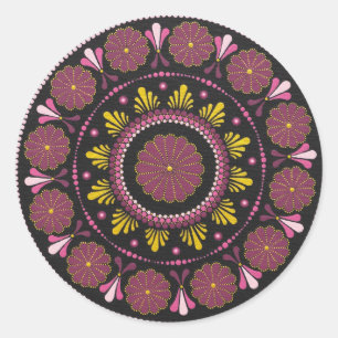 Elegant Rosa Guld Mandala, Boho Zen Dot Art Flower Runt Klistermärke