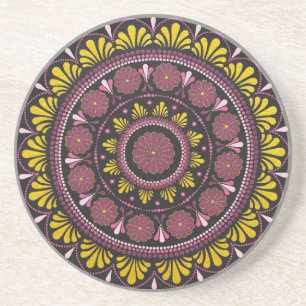 Elegant Rosa Guld Mandala, Boho Zen Dot Art Flower Underlägg