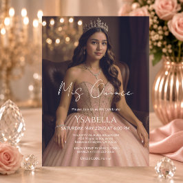 Elegant Rosa Guld Mis Quince Inbjudan