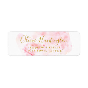 ELEGANT ROSA & GULD MÖHIPPA RETURADRESS ETIKETT
