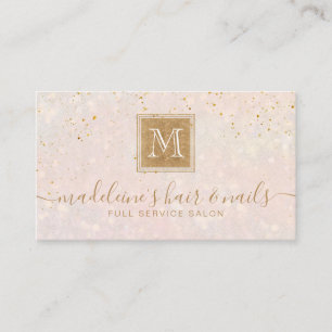 Elegant  Rosa Guld Monogram Salon Visitkort