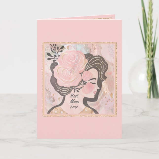 Elegant Rosa Guld Mor Dag Keepsak Kort (Framsida)
