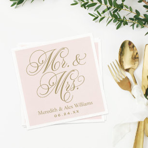 Elegant Rosa Guld Mr. och Script Monogram Pappersservett