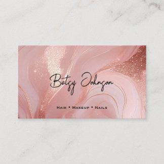 Elegant Rosa Guld och Glitter Marmor Visitkort