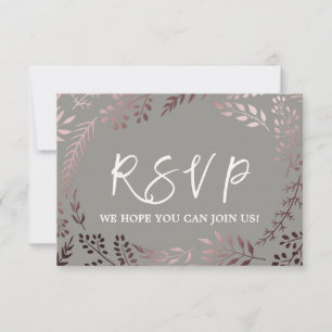 Elegant Rosa Guld och Grå Meny Val RSVP-kort