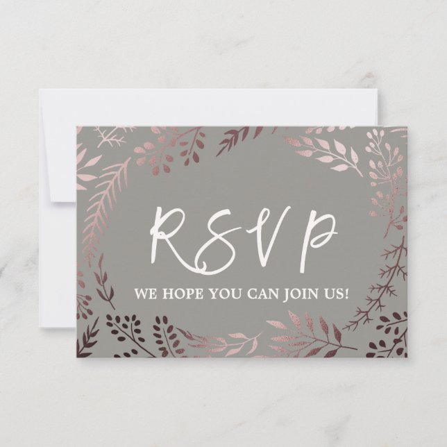 Elegant Rosa Guld och Grå Sångförfrågan RSVP-kort OSA Kort (Framsida)