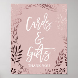 Elegant Rosa Guld och Rosa Kort & Present Skylt