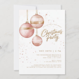 Elegant Rosa Guld Ornamet jul Party Inbjudningar
