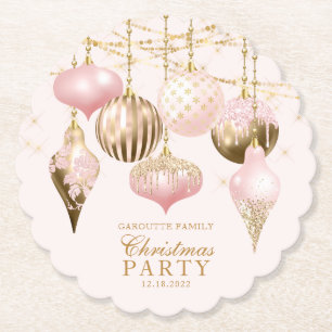 Elegant Rosa Guld Ornamet jul Party Underlägg Papper
