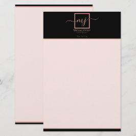 Elegant Rosa Guld på Svart Pappersvaror Brevpapper