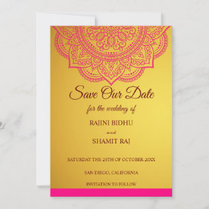 Elegant Rosa Guld Paisley Indian Hindu Bröllop Sa Spara Datumet