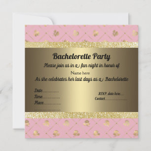 ELEGANT ROSA guld PASTEL PARTY BACHELORETTE Inbjudningar