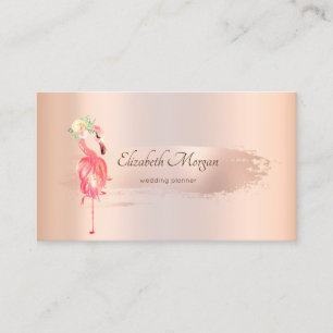 Elegant Rosa Guld Penseldrag, Flamingos Företag Visitkort