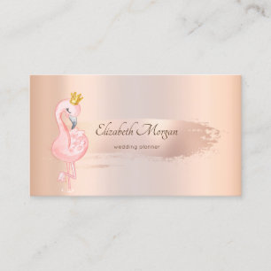Elegant Rosa Guld Penseldrag, Flamingos Visitkort