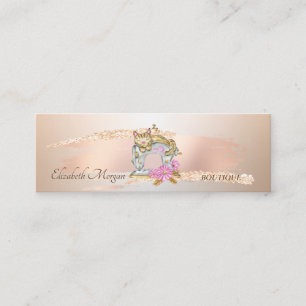 Elegant Rosa Guld Penseldrag Symaskin Katt Mini Visitkort