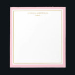 Elegant Rosa Guld Personlig Anteckningsblock<br><div class="desc">Anteckningsblocket har elegant och minimalistisk tjockt rosa gräns och tunn guld gräns. Anpassa den med ditt namn eller med ditt företag namn.</div>