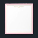 Elegant Rosa Guld Personlig Anteckningsblock<br><div class="desc">Anteckningsblocket har elegant och minimalistisk tjockt rosa gräns och tunn guld gräns. Anpassa den med ditt namn eller med ditt företag namn.</div>