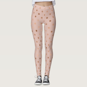 Elegant Rosa Guld Prickmönster Leggings