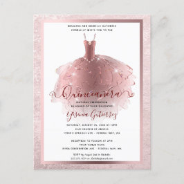Elegant Rosa Guld Quinceañera Klänning Vykort