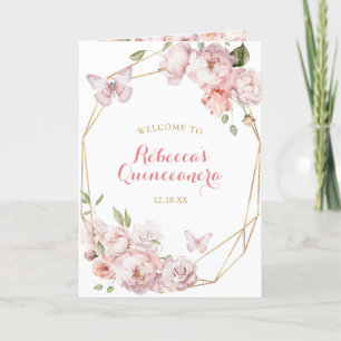 Elegant Rosa Guld Quinceañera-programmall Inbjudan