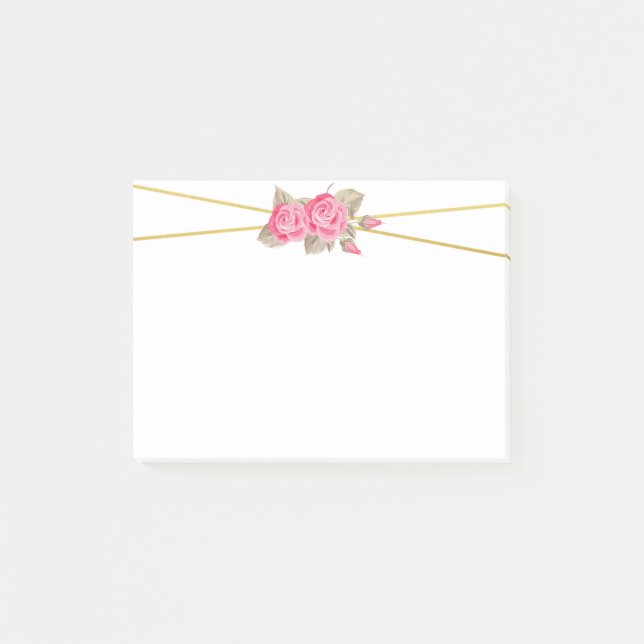 ELEGANT ROSA & GULD RO POST-IT BLOCK (Framsida)
