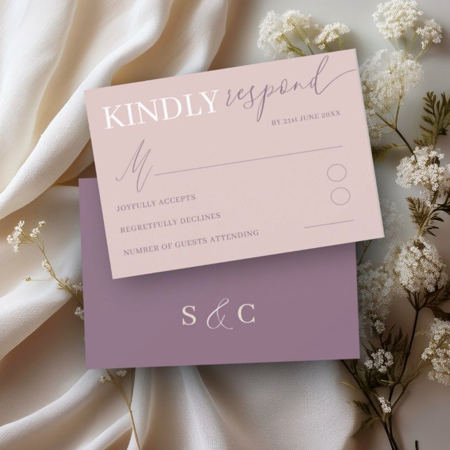 Elegant Rosa Guld RSVP Kalligrafi Bröllop OSA Kort (Skapare uppladdad)