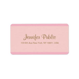 Elegant Rosa Guld Script Trendig Template Adress Adressetikett