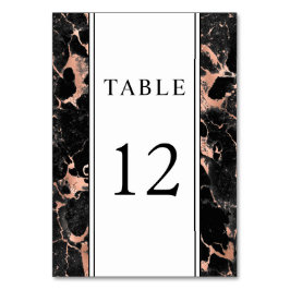 Elegant rosa guld svart marmor bröllop bordsnummer