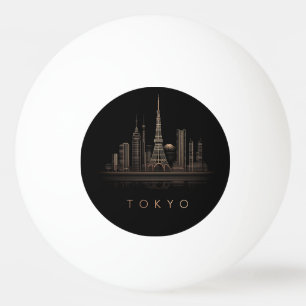 Elegant Rosa Guld Tokyo Stadssilhuett Illustration Pingisboll