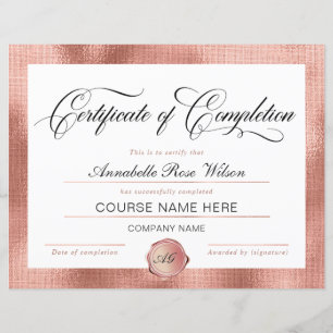 Elegant rosa guld utfärdande certifikat för fullgj