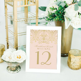Elegant Rosa Guld Vintage Glamour Monogram Bordsnummer