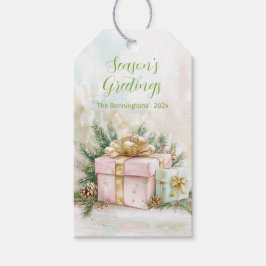 Elegant rosa guld vintage jul presentetikett