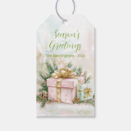 Elegant Rosa Guld Vintage jul Presentetikett